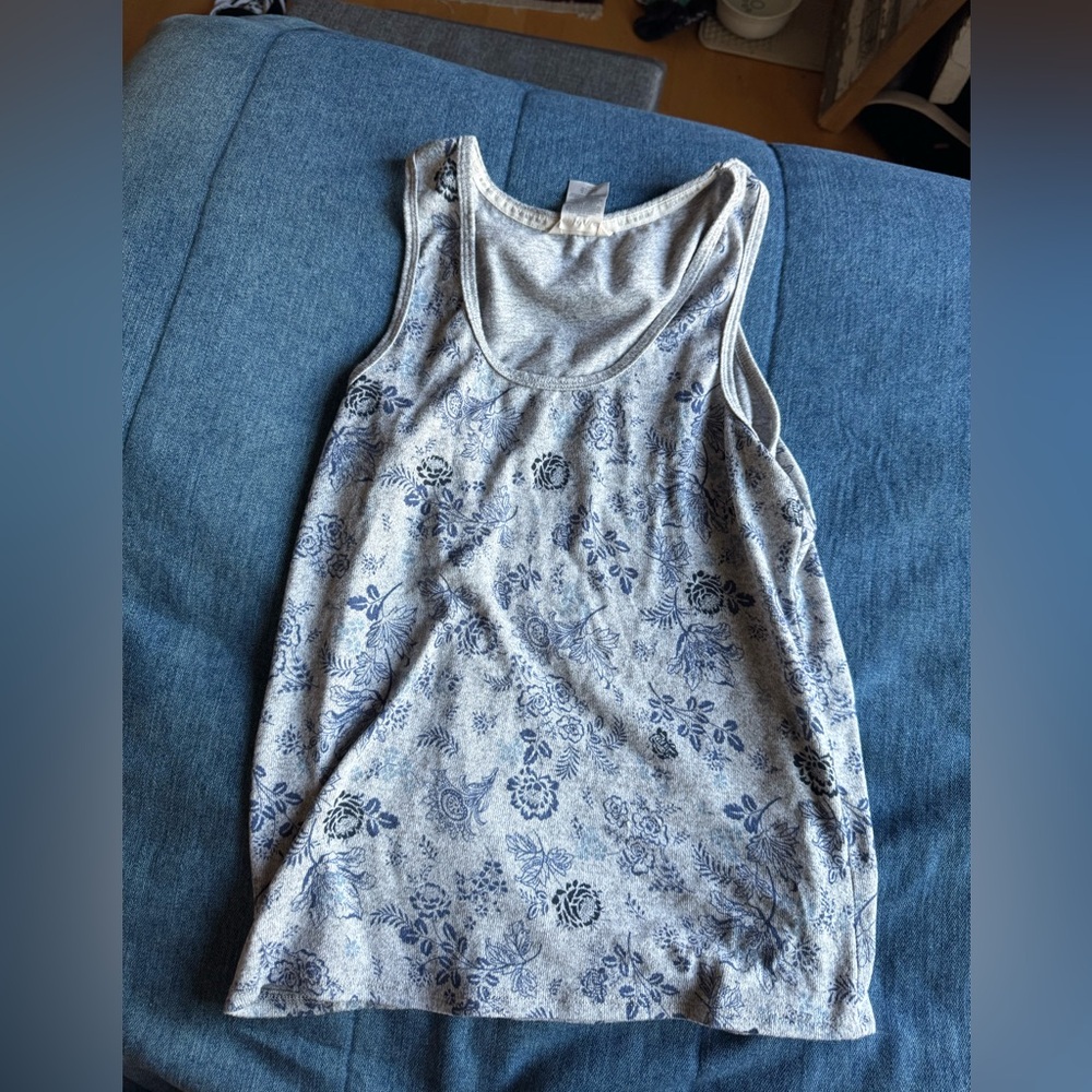 Soft Lucky Brand Sleep Floral Gray Tank Top